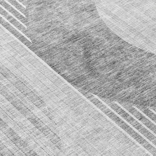 Gray Silver And Charcoal Geometric Washable Indoor Outdoor Area Rug Photo 8
