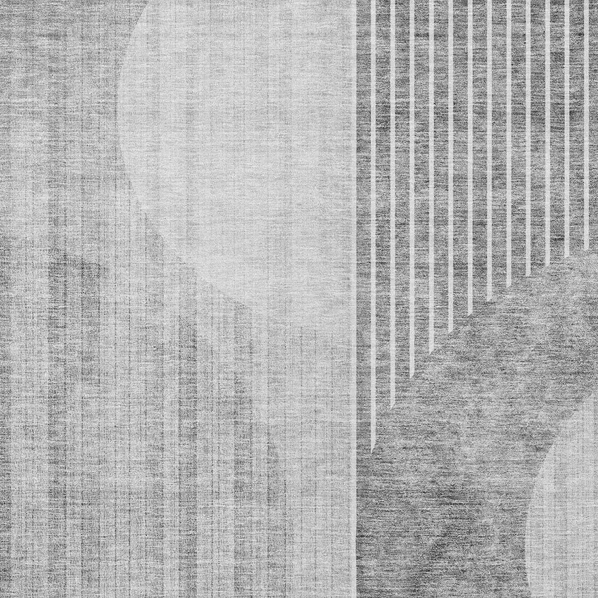 Gray Silver And Charcoal Geometric Washable Indoor Outdoor Area Rug Photo 6