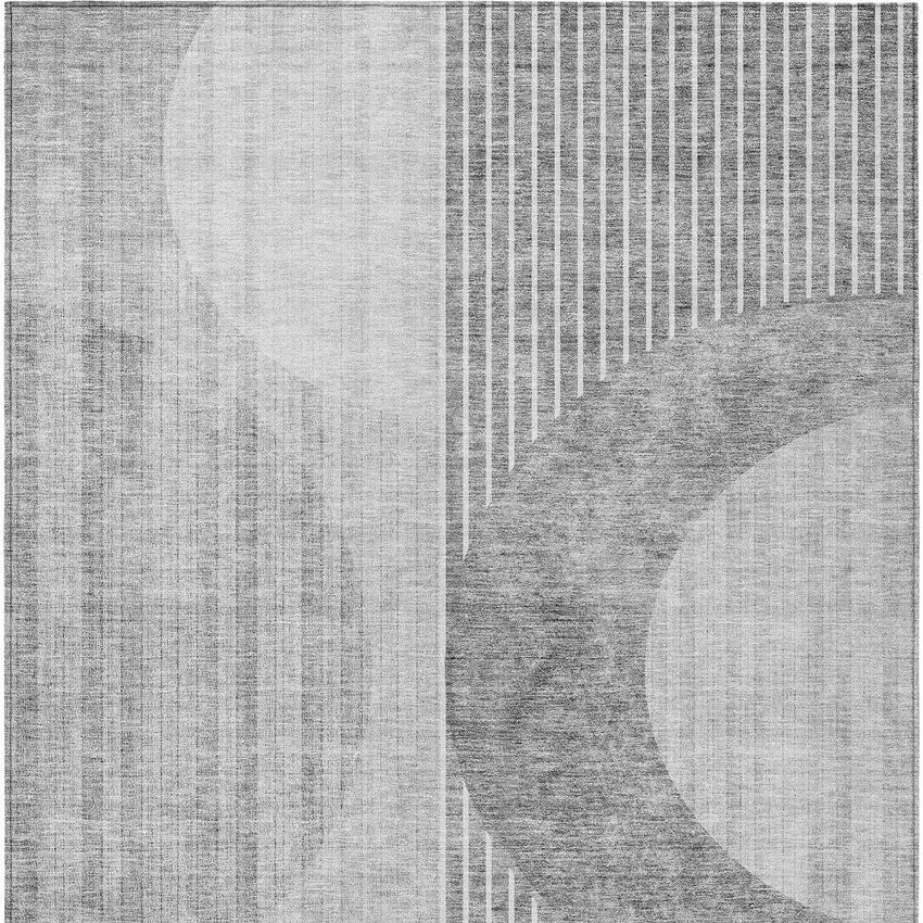 Gray Silver And Charcoal Geometric Washable Indoor Outdoor Area Rug Photo 7