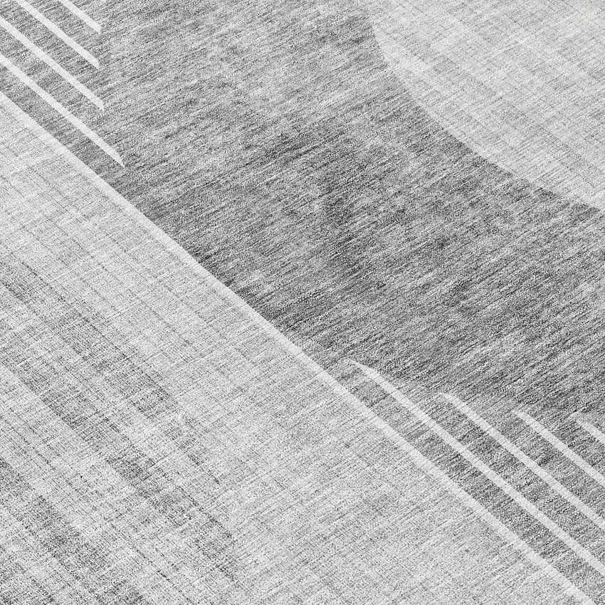 Gray Silver And Charcoal Geometric Washable Indoor Outdoor Area Rug Photo 8