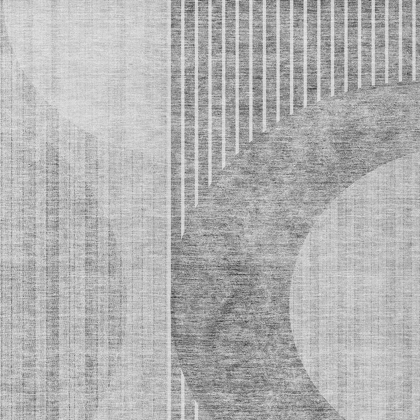 Gray Silver And Charcoal Geometric Washable Indoor Outdoor Area Rug Photo 6