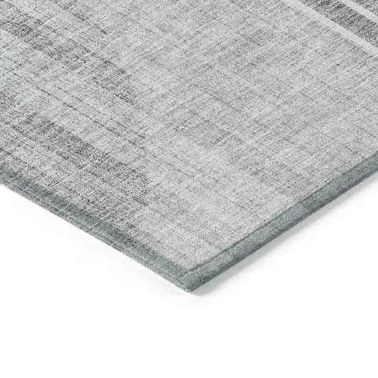Gray Silver And Charcoal Geometric Washable Indoor Outdoor Area Rug Photo 5
