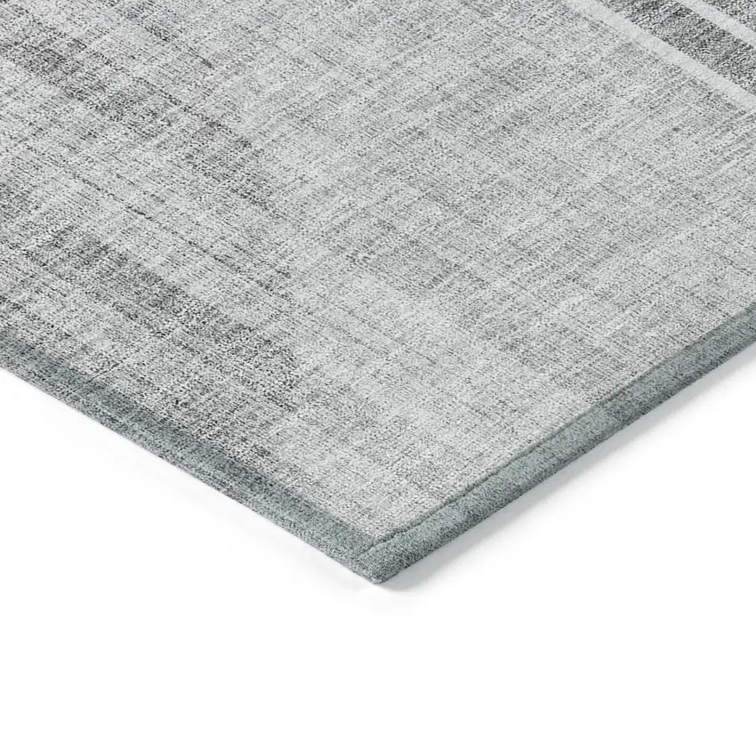 Gray Silver And Charcoal Geometric Washable Indoor Outdoor Area Rug Photo 5
