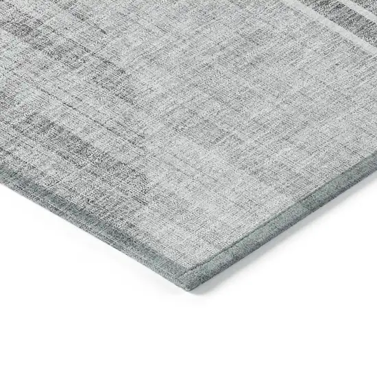 Gray Silver And Charcoal Geometric Washable Indoor Outdoor Area Rug Photo 5