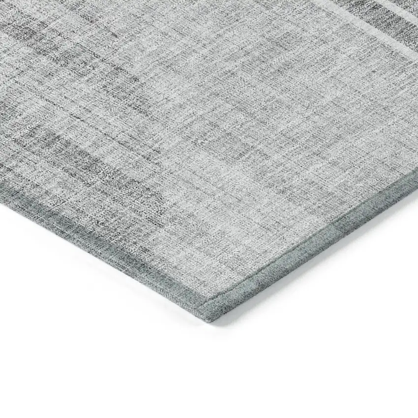 Gray Silver And Charcoal Geometric Washable Indoor Outdoor Area Rug Photo 5