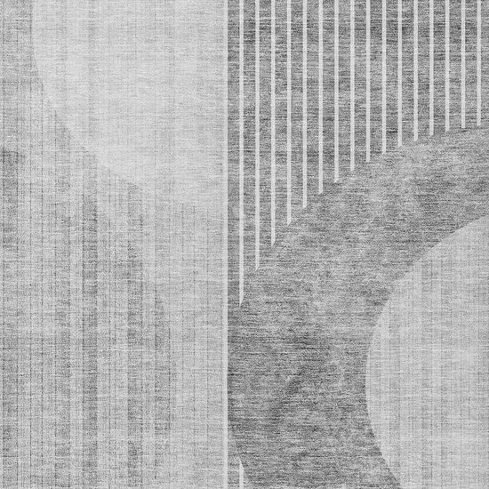 Gray Silver And Charcoal Geometric Washable Indoor Outdoor Area Rug Photo 6