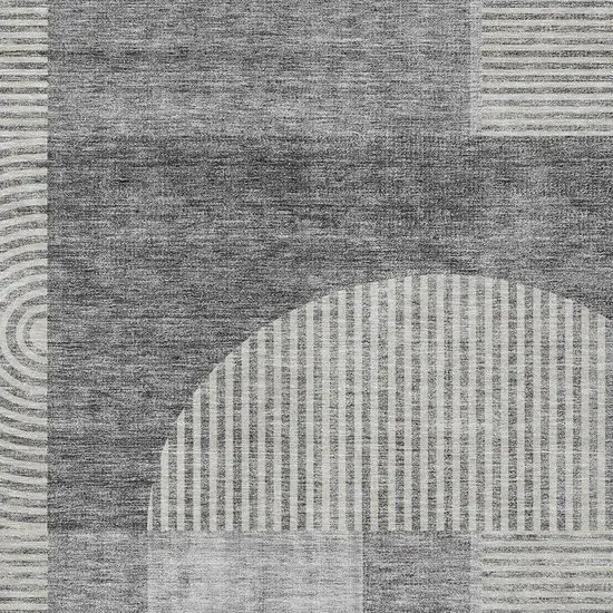 Gray Silver And Charcoal Geometric Washable Indoor Outdoor Area Rug Photo 4