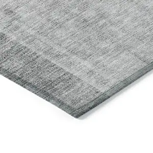 Photo of Gray Silver And Charcoal Geometric Washable Indoor Outdoor Area Rug