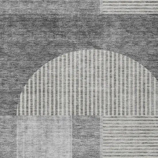 Gray Silver And Charcoal Geometric Washable Indoor Outdoor Area Rug Photo 4
