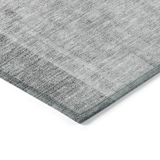 Gray Silver And Charcoal Geometric Washable Indoor Outdoor Area Rug Photo 4