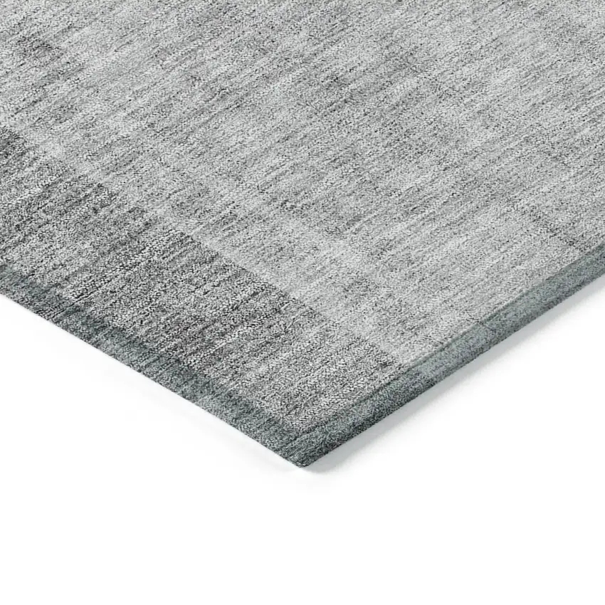 Gray Silver And Charcoal Geometric Washable Indoor Outdoor Area Rug Photo 4