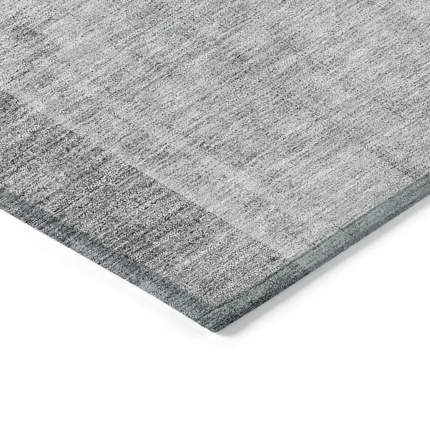 Gray Silver And Charcoal Geometric Washable Indoor Outdoor Area Rug Photo 3