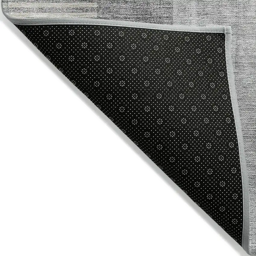 Gray Silver And Charcoal Geometric Washable Indoor Outdoor Area Rug Photo 2