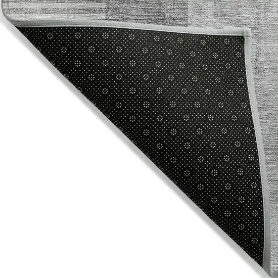 Gray Silver And Charcoal Geometric Washable Indoor Outdoor Area Rug Photo 2