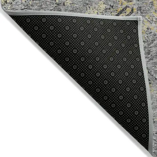 Gray Silver And Charcoal Geometric Washable Indoor Outdoor Area Rug Photo 3