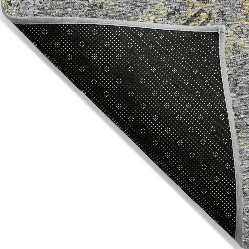 Gray Silver And Charcoal Geometric Washable Indoor Outdoor Area Rug Photo 3