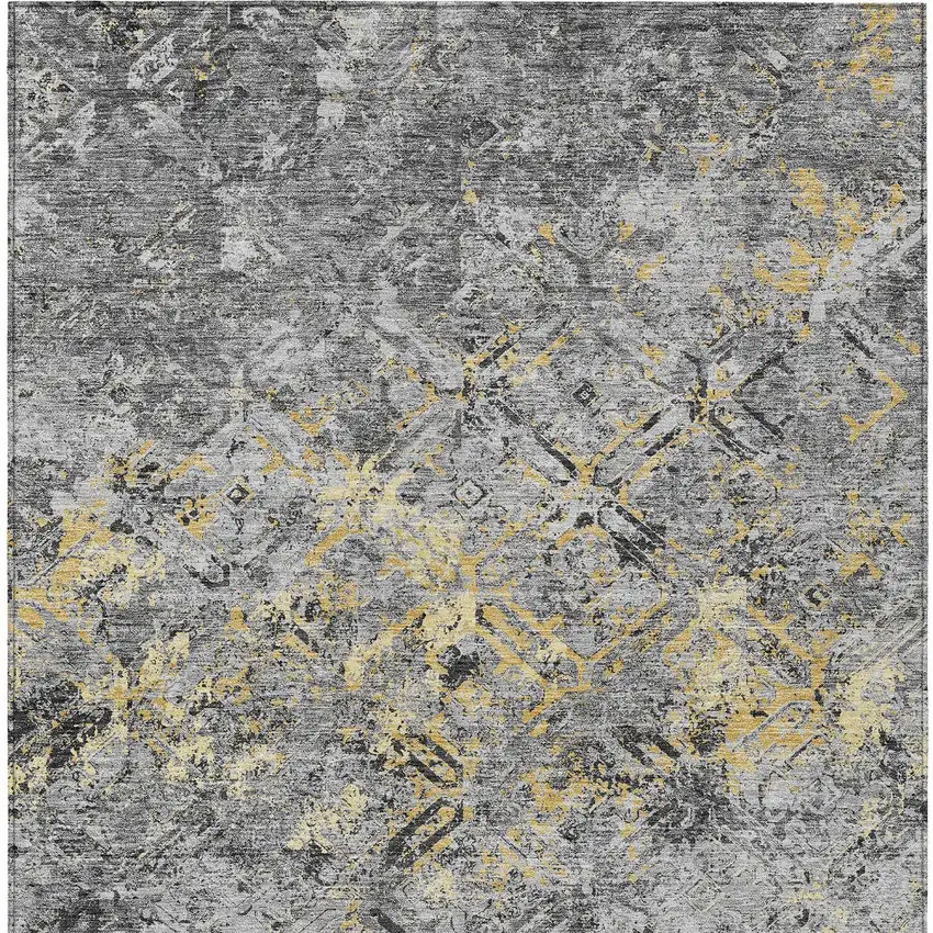 Gray Silver And Charcoal Geometric Washable Indoor Outdoor Area Rug Photo 7