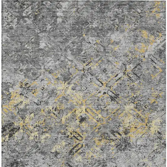 Gray Silver And Charcoal Geometric Washable Indoor Outdoor Area Rug Photo 7