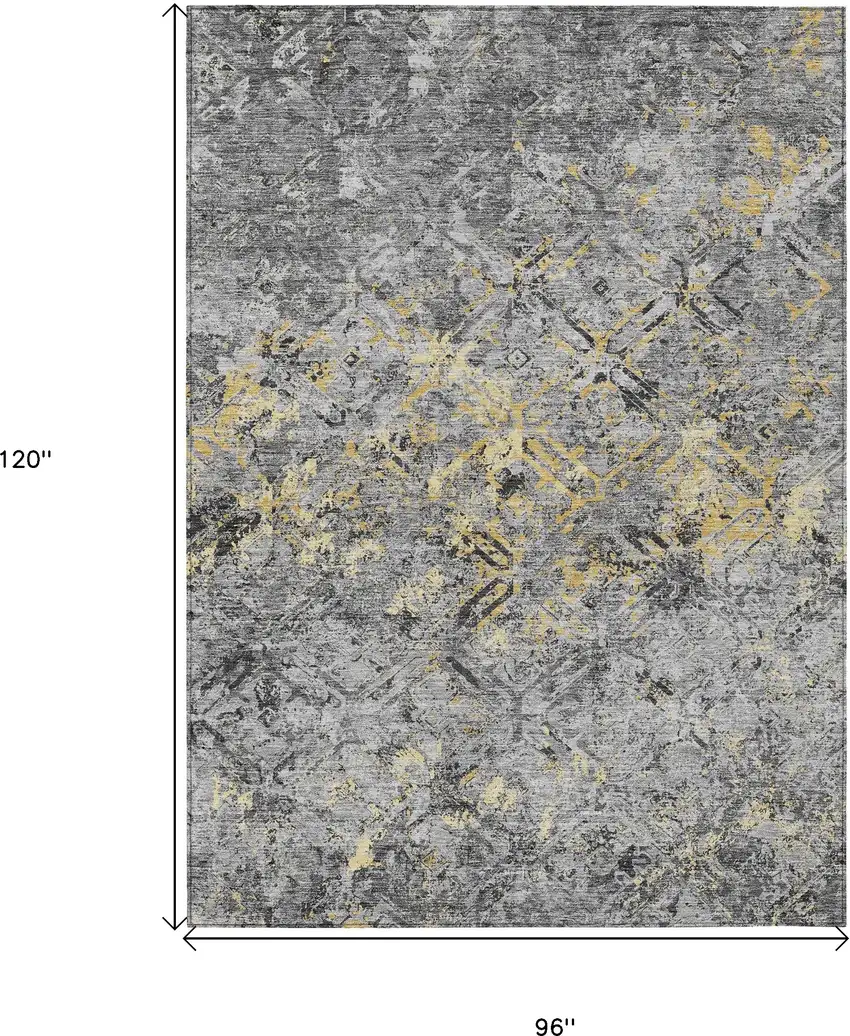 Gray Silver And Charcoal Geometric Washable Indoor Outdoor Area Rug Photo 3