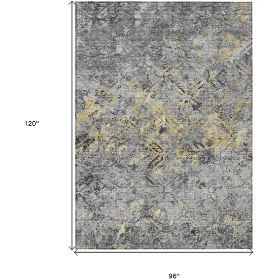 Gray Silver And Charcoal Geometric Washable Indoor Outdoor Area Rug Photo 3