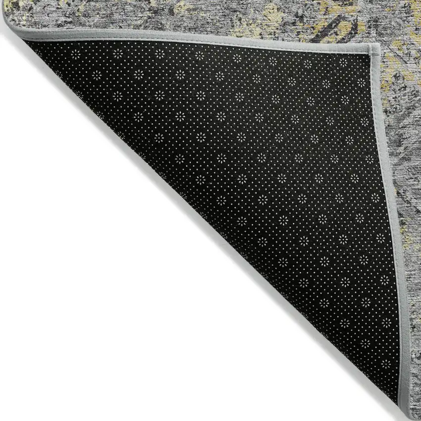 Gray Silver And Charcoal Geometric Washable Indoor Outdoor Area Rug Photo 2