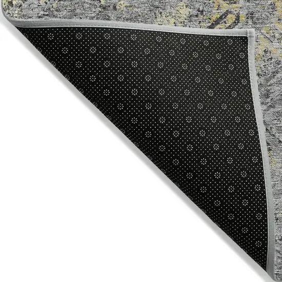 Gray Silver And Charcoal Geometric Washable Indoor Outdoor Area Rug Photo 2