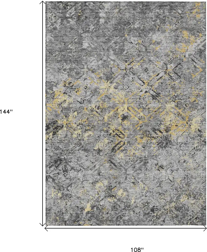 Gray Silver And Charcoal Geometric Washable Indoor Outdoor Area Rug Photo 3