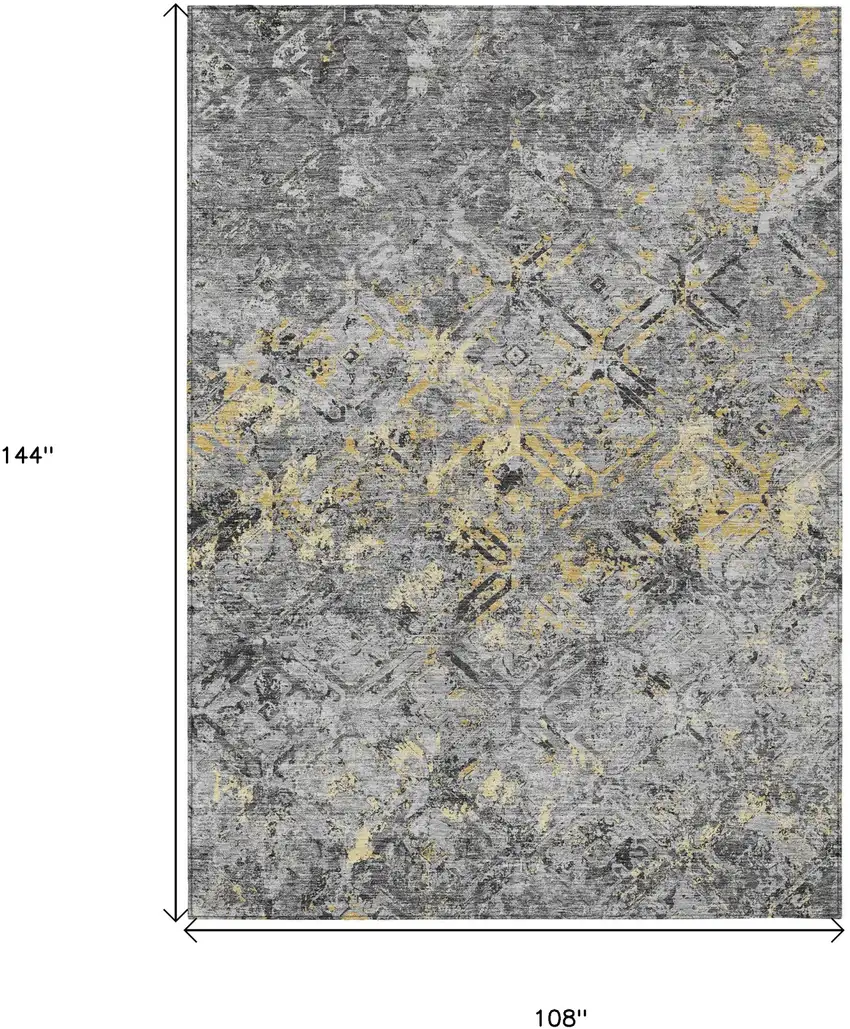 Gray Silver And Charcoal Geometric Washable Indoor Outdoor Area Rug Photo 3