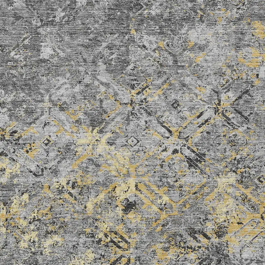 Gray Silver And Charcoal Geometric Washable Indoor Outdoor Area Rug Photo 7