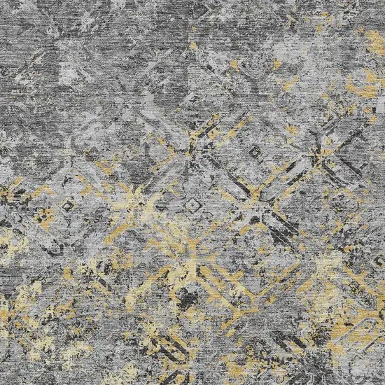 Gray Silver And Charcoal Geometric Washable Indoor Outdoor Area Rug Photo 7