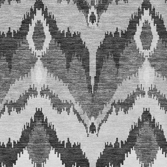 Gray Silver And Charcoal Ikat Washable Indoor Outdoor Area Rug Photo 4