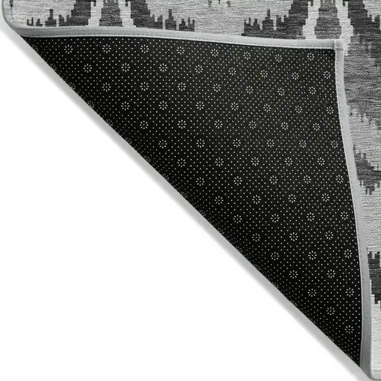 Gray Silver And Charcoal Ikat Washable Indoor Outdoor Area Rug Photo 2