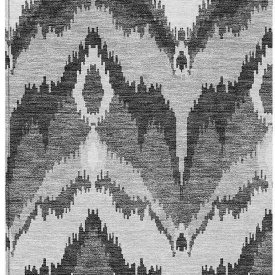 Gray Silver And Charcoal Ikat Washable Indoor Outdoor Area Rug Photo 4