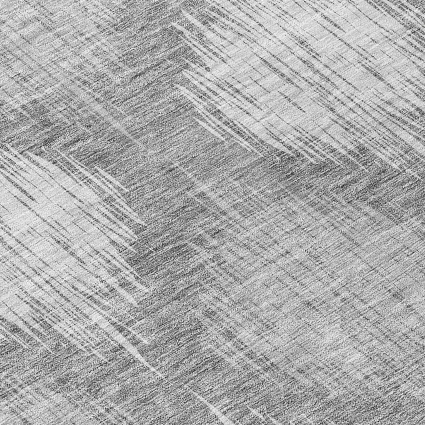 Gray Silver And Charcoal Ikat Washable Indoor Outdoor Area Rug Photo 8