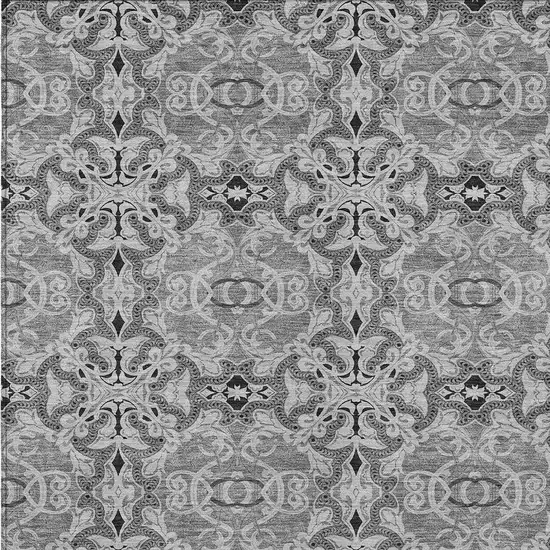 Gray Silver And Charcoal Medallion Washable Indoor Outdoor Area Rug Photo 6