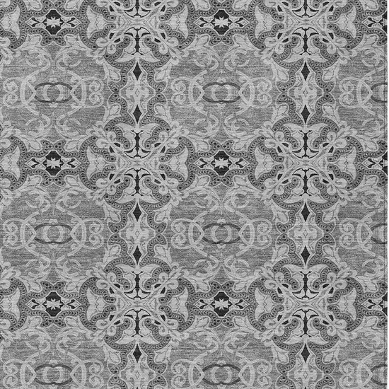 Gray Silver And Charcoal Medallion Washable Indoor Outdoor Area Rug Photo 6