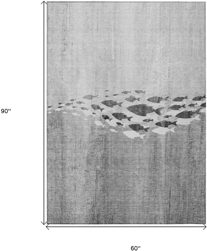 Gray Silver And Charcoal Nautical Washable Indoor Outdoor Area Rug Photo 9