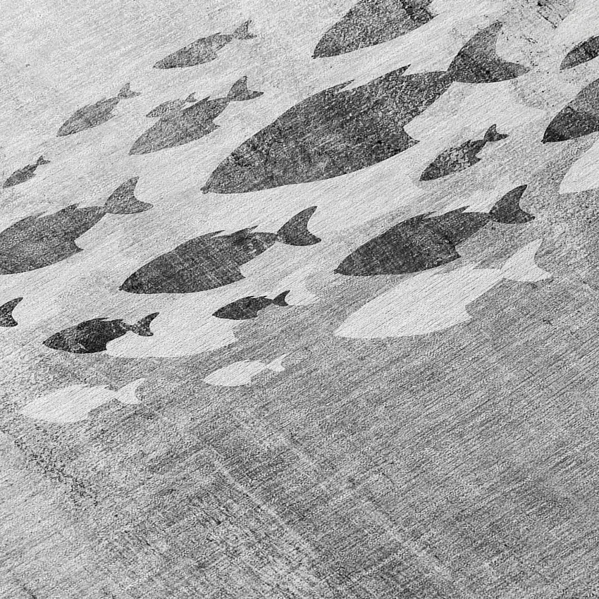 Gray Silver And Charcoal Nautical Washable Indoor Outdoor Area Rug Photo 6