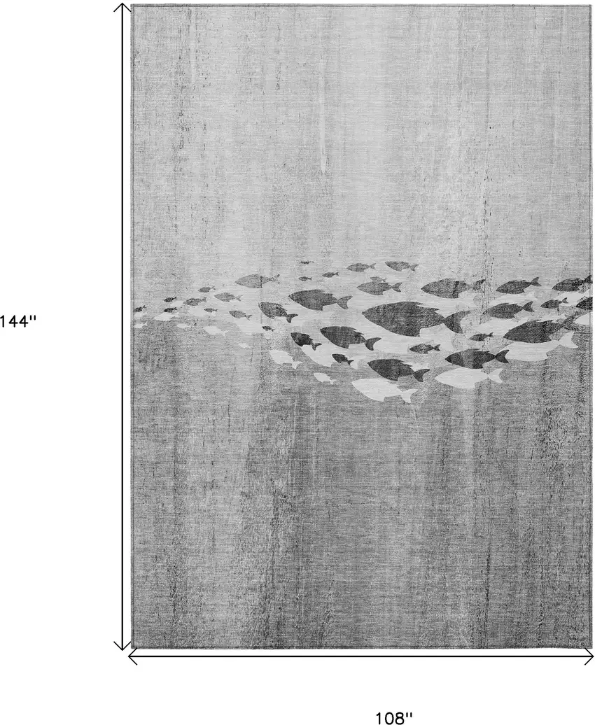 Gray Silver And Charcoal Nautical Washable Indoor Outdoor Area Rug Photo 9