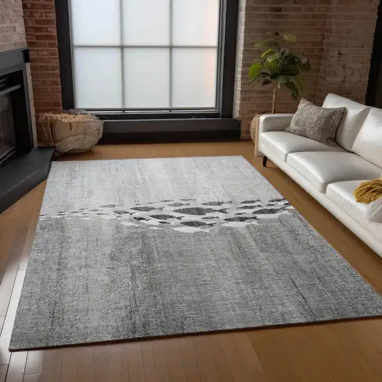 Gray Silver And Charcoal Nautical Washable Indoor Outdoor Area Rug Photo 7