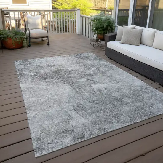 Gray Silver And Charcoal Nautical Washable Indoor Outdoor Area Rug Photo 7