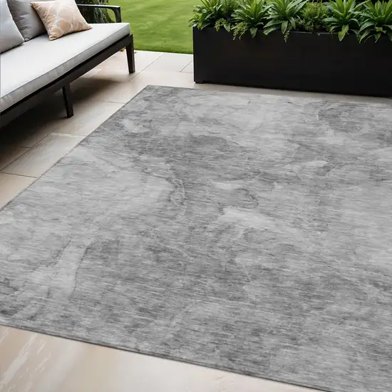 Gray Silver And Charcoal Nautical Washable Indoor Outdoor Area Rug Photo 1