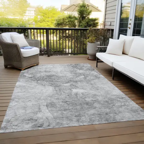 Gray Silver And Charcoal Nautical Washable Indoor Outdoor Area Rug Photo 9