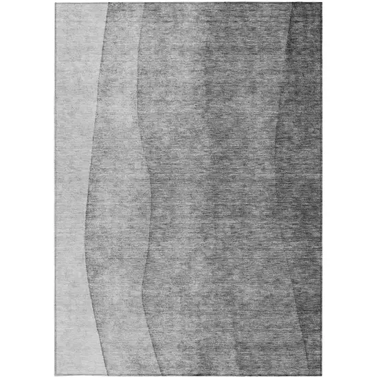 Gray Silver And Charcoal Ombre Washable Indoor Outdoor Area Rug Photo 4