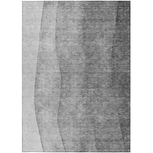 Photo of Gray Silver And Charcoal Ombre Washable Indoor Outdoor Area Rug