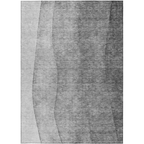 Gray Silver And Charcoal Ombre Washable Indoor Outdoor Area Rug Photo 4