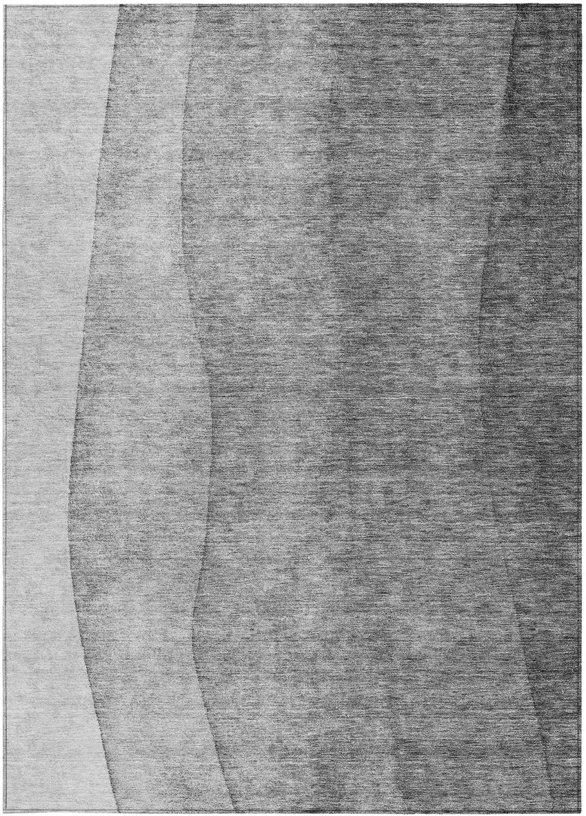 Gray Silver And Charcoal Ombre Washable Indoor Outdoor Area Rug Photo 4