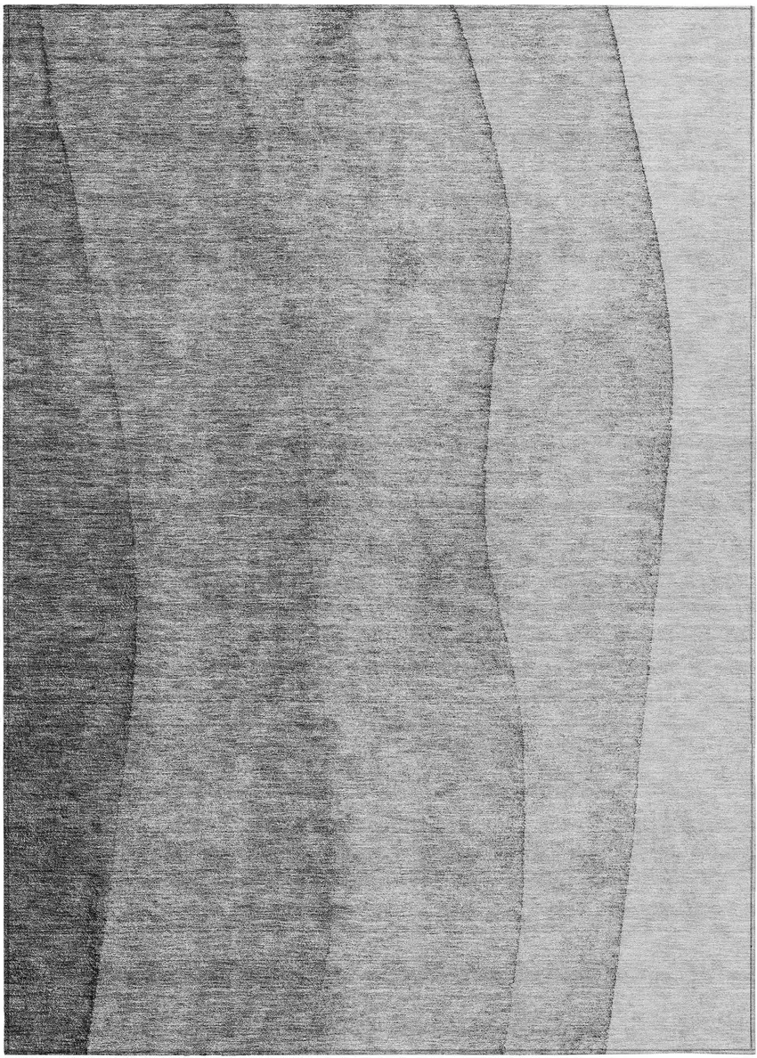 Gray Silver And Charcoal Ombre Washable Indoor Outdoor Area Rug Photo 2