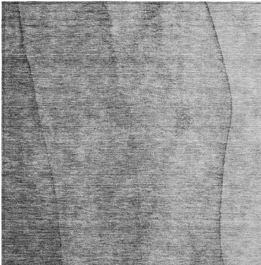 Gray Silver And Charcoal Ombre Washable Indoor Outdoor Area Rug Photo 5