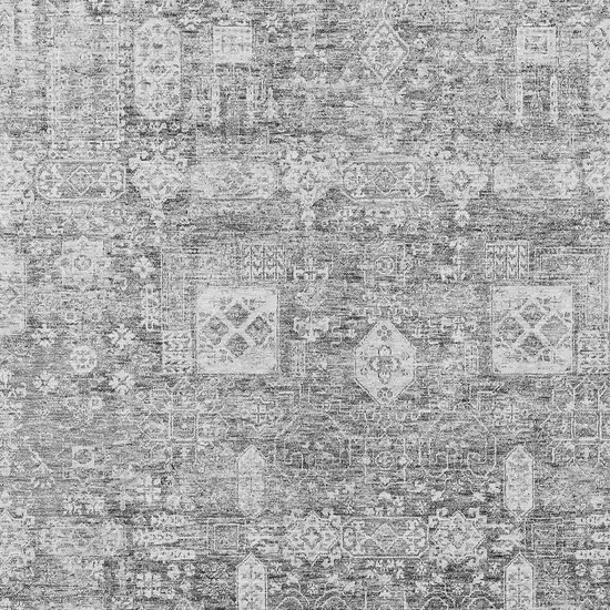 Gray Silver And Charcoal Oriental Washable Indoor Outdoor Area Rug Photo 6